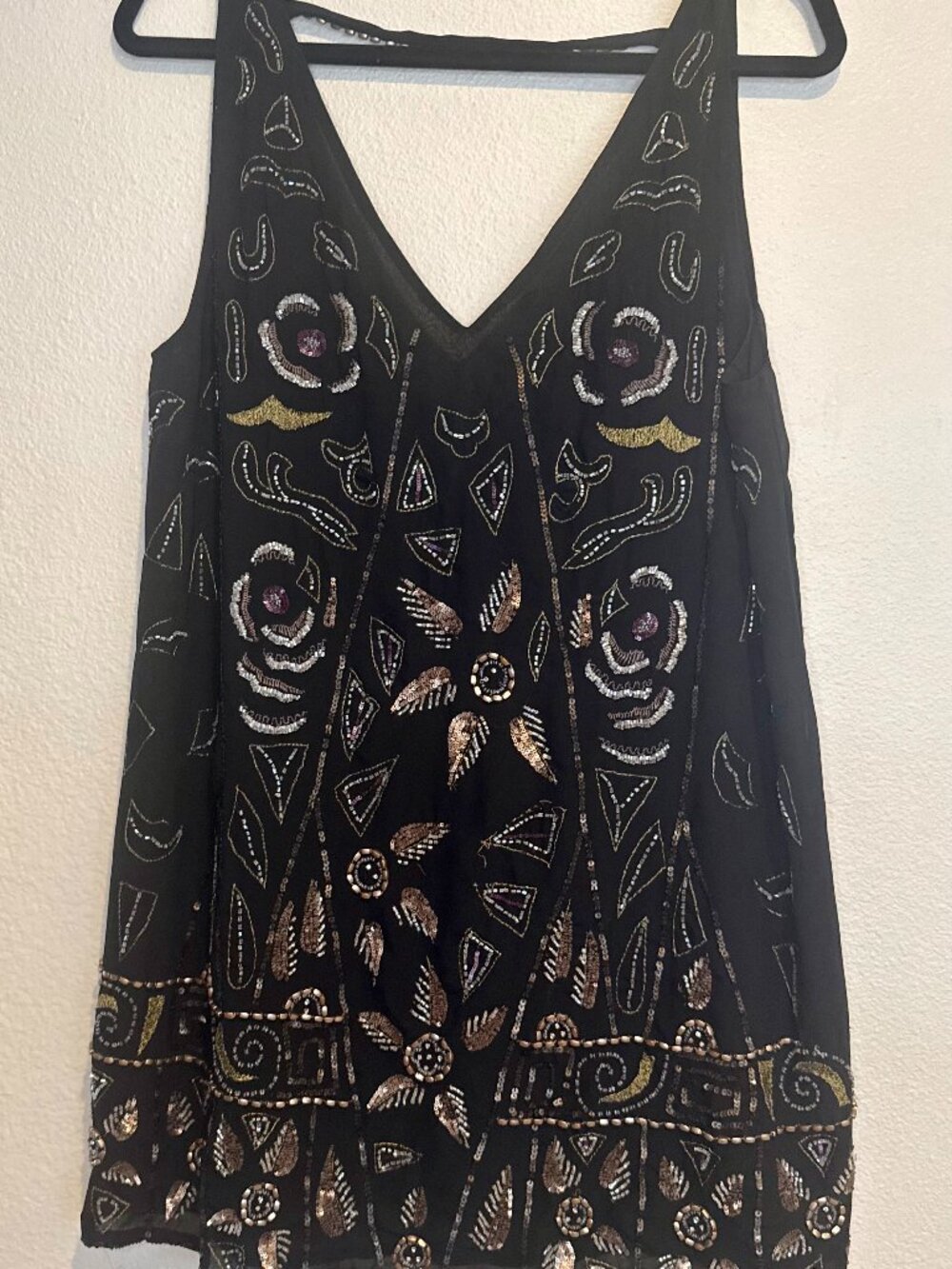 Free People Beaded Sequin Mini Shift Dress Medium